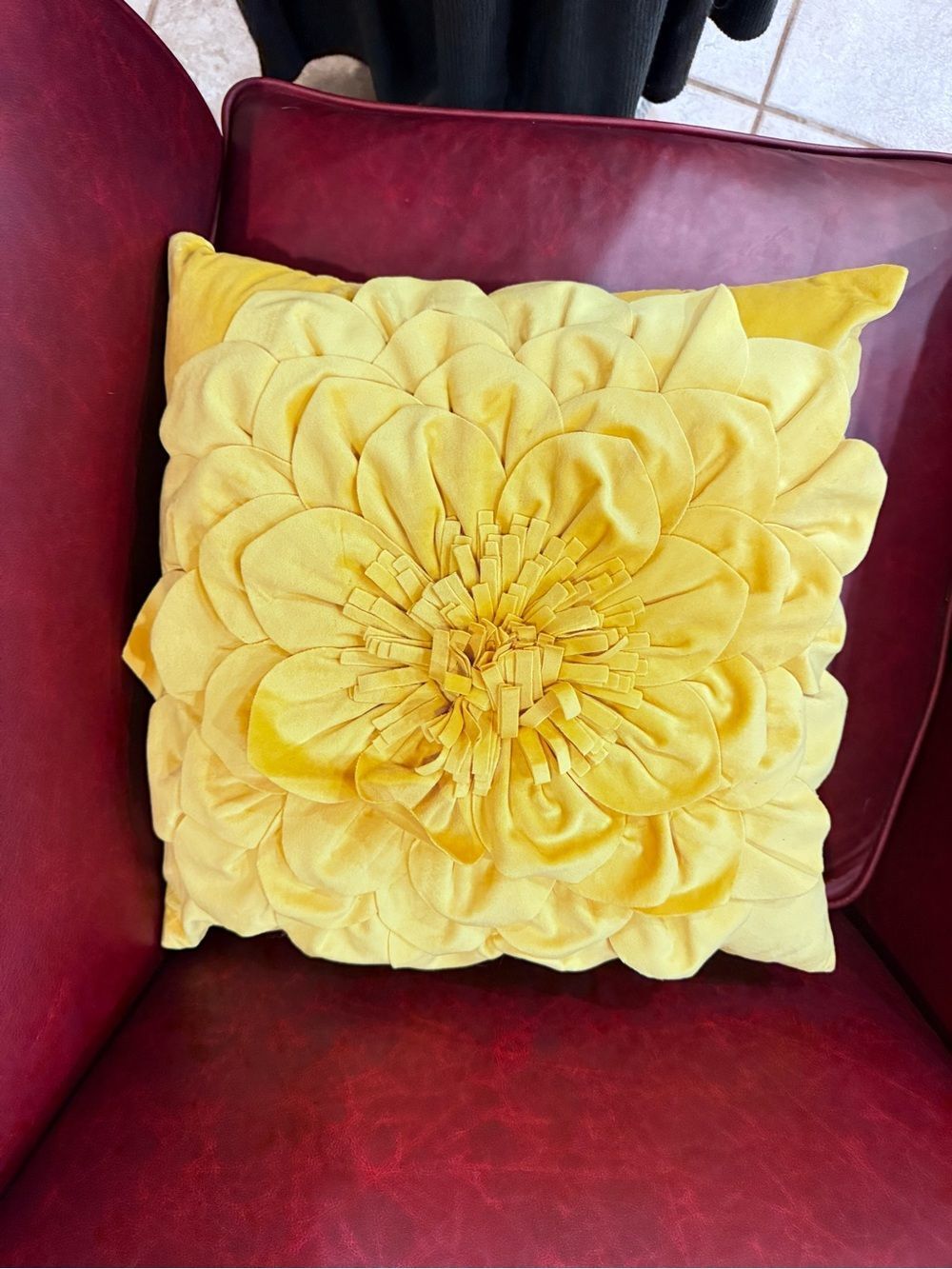 Oasis Yellow Layered Petal Decorative Pillow